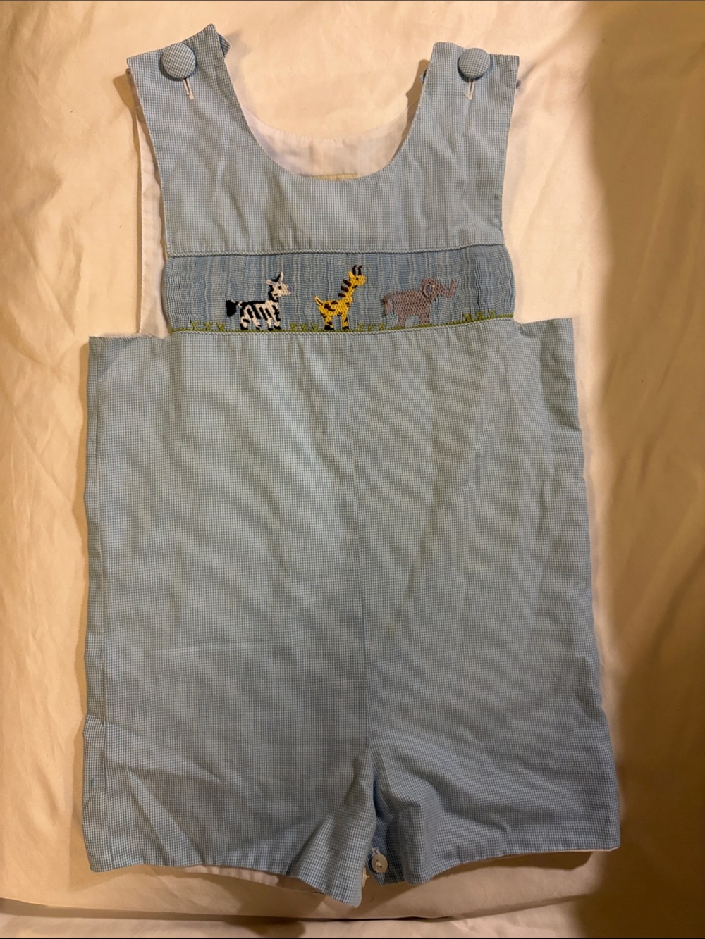 Light Blue Smocked Safari Shortalls for Kids by